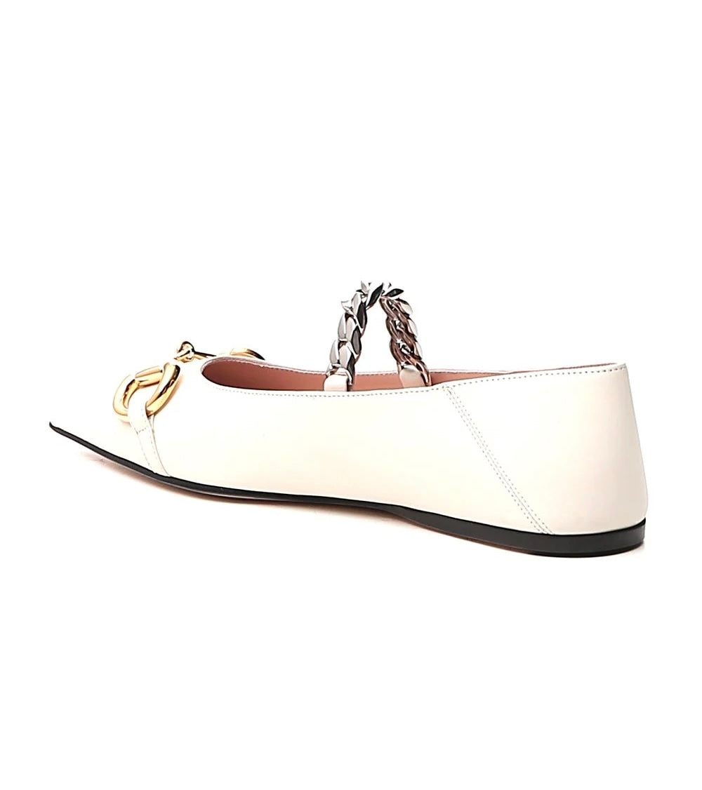 Gucci 621161 1RH00,Gucci Horsebit ballet flats,Gucci point toe flat shoes,Gucci ballerina white,Gucci white flats,Gucci point