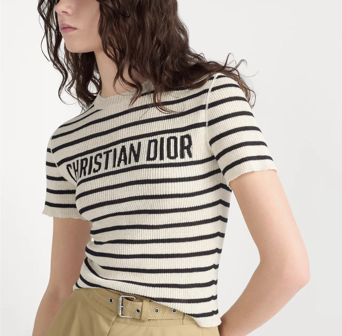 Dior 544S15A7034,Dior short sleeved sweater,Dior short sleeve sweater blue,Dior short sleeve striped sweater,Diorivera sweate