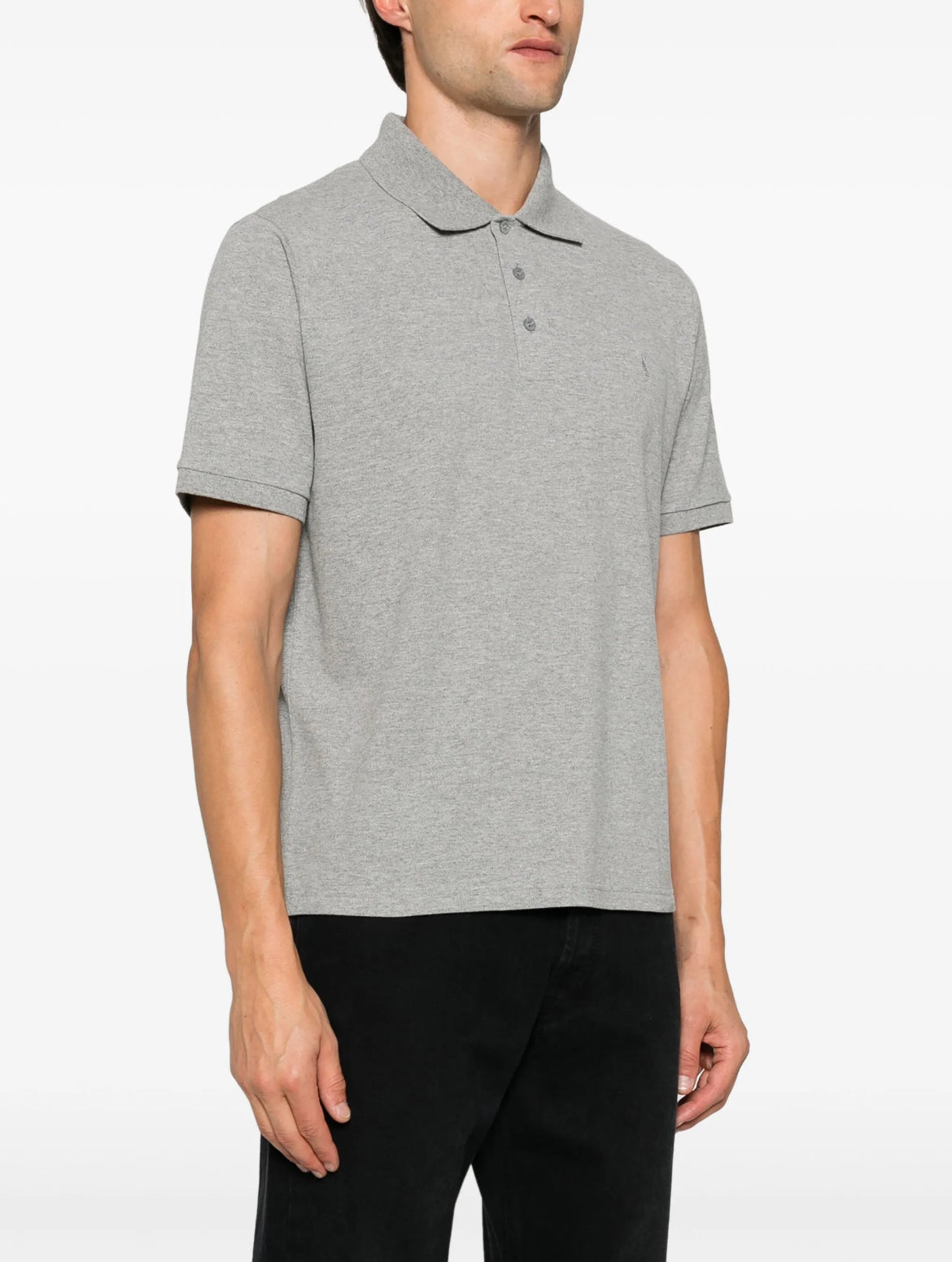 Saint Laurent 798944Y37HC,YSL 798944Y37HC,Saint Laurent polo shirt,YSL t-shirt, Saint Laurent grey polo shirt,YSL grey polo s