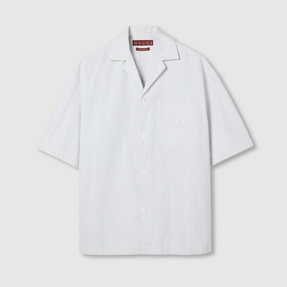 Gucci 810604Z7AHN,Gucci striped shirt,Gucci striped shirt white,Gucci short sleeves shirt white,Gucci shirt men white,Gucci s