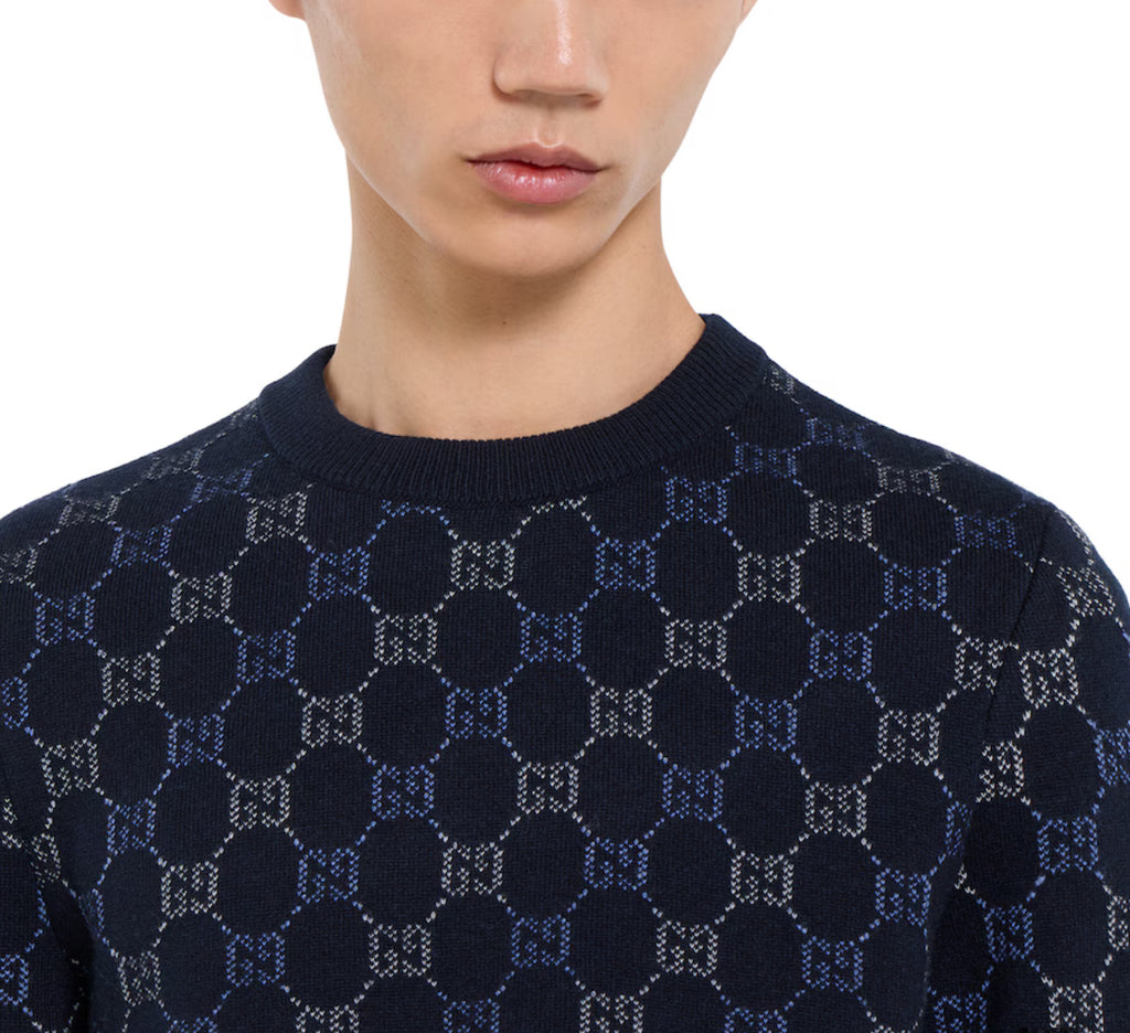 Winniemodo,Winniemodony,Gucci 857907XKFBJ,Gucci GG logo knit sweater,Gucci monogram sweater,Gucci sweater men,Gucci sweater s