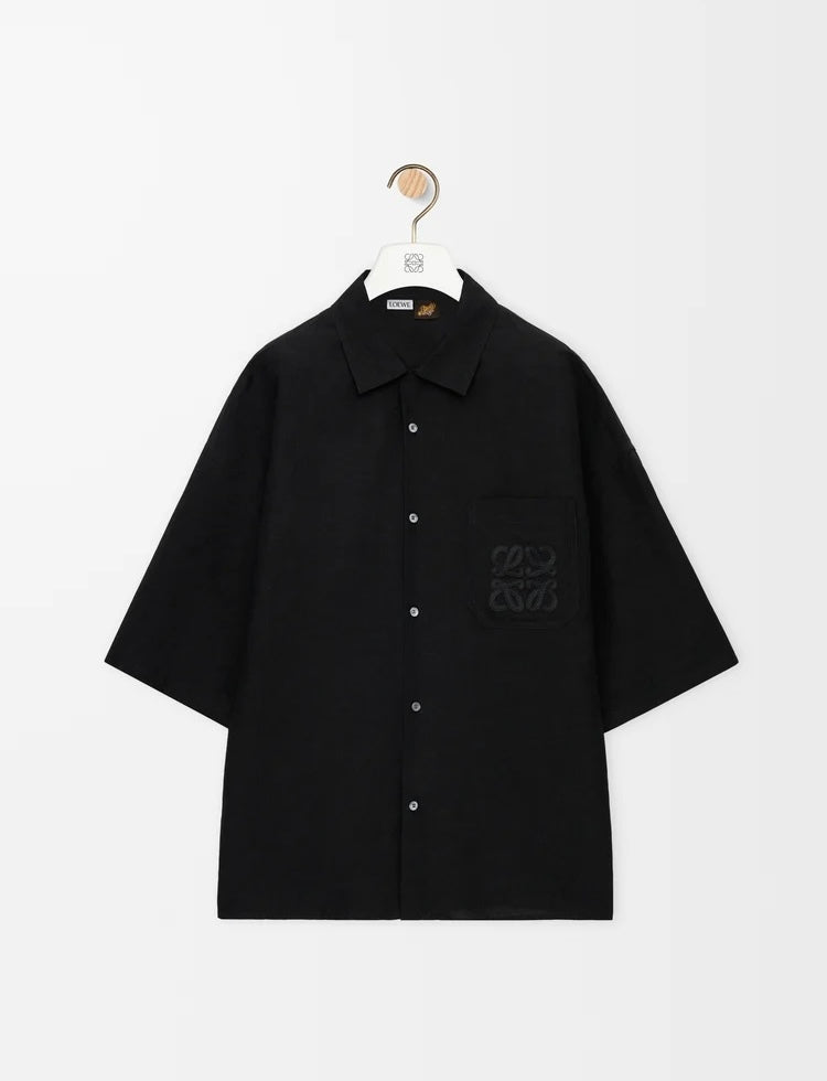 Loewe H616Y05X73,Loewe short sleeve shirt,Loewe black short sleeve shirt,Loewe black shirt,Loewe oversized black shirt,Loewe