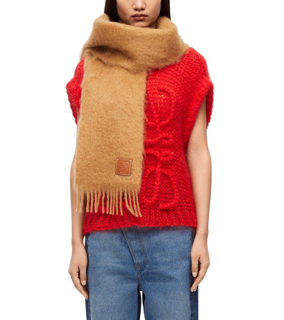 Loewe scarf in mohair and wool,loewe on sale,loewe online shop,loewe outlet,loewe F655254X01,loewe scarf , loewe cotton scarf