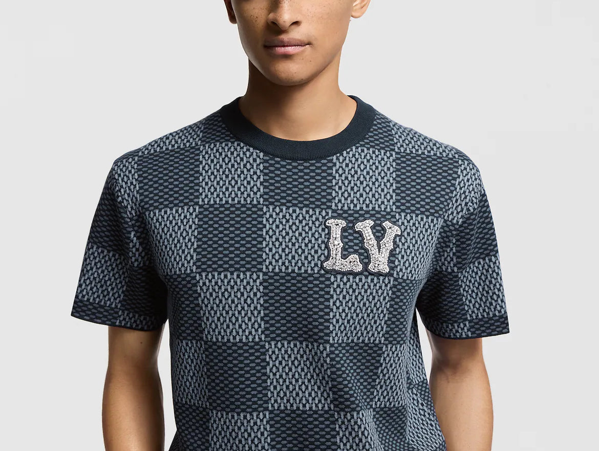 Louis Vuitton 1AGHTI,LV 1AGHTI,Louis Vuitton Damier short sleeved,LV Damier short sleeved tee,Louis Vuitton demier t-shirt,LV