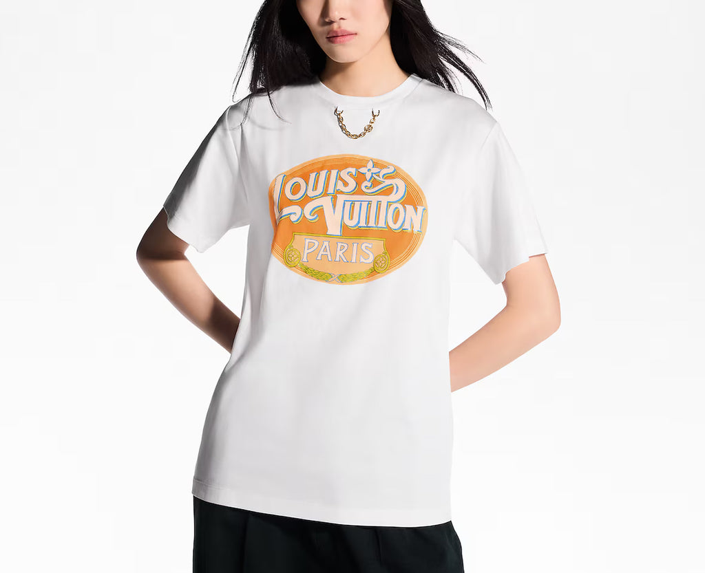 Louis Vuitton 1AHISY,LV 1AHISY,Louis Vuitton Paris travel stamp T-shirt,Louis Vuitton white T-shirt,LV t-shirt on sale,LV t-s