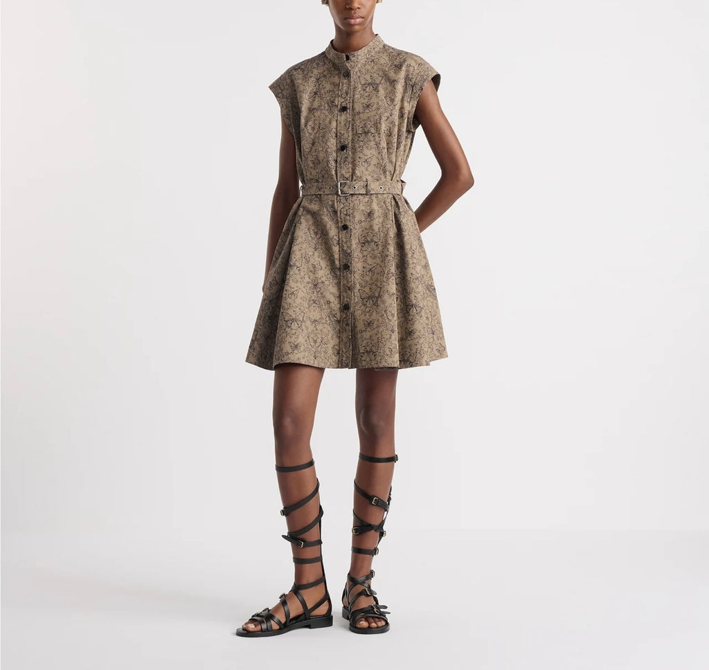 Dior 521R95A3A52,Dior short belted shirt dress,Dior shirt dress,Dior dress,Dior dress beige,Dior dress 2025,Dior dress on sal