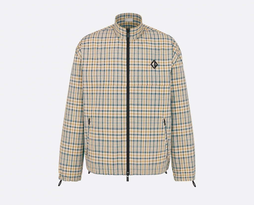 Dior 593C511A6523,Dior zipped shirt with CD Diamond embroidery,Dior zip up jacket,Dior zip up checkered jacket,Dior checkered
