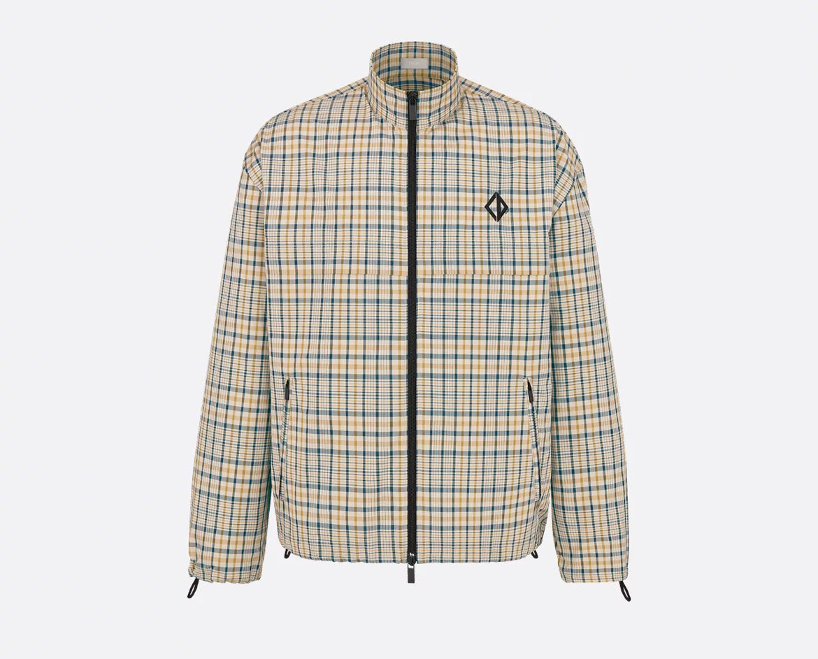 Dior 593C511A6523,Dior zipped shirt with CD Diamond embroidery,Dior zip up jacket,Dior zip up checkered jacket,Dior checkered