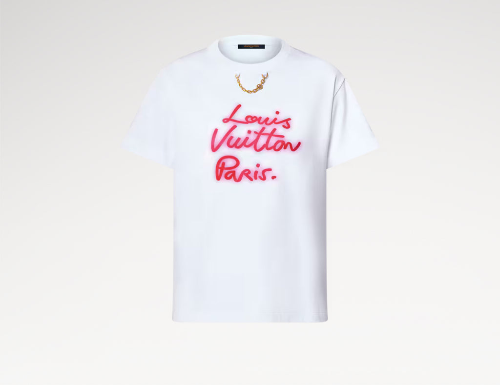 Louis Vuitton 1AIALZ,LV 1AIALZ,Louis Vuitton glow signature T-shirt,LV signature T-shirt,Louis Vuitton logo t-shirt,LV logo t