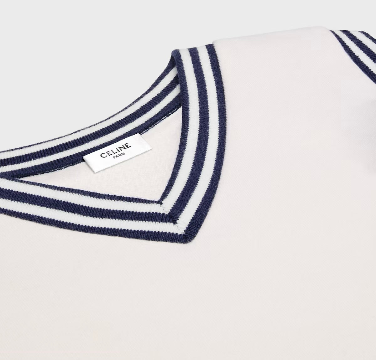 Celine RY08Z670Q.01MA,Celine sleeveless sweatshirt,Celine sleeveless v-neck sweater,Celine sleeveless v-neck white sweater,Ce