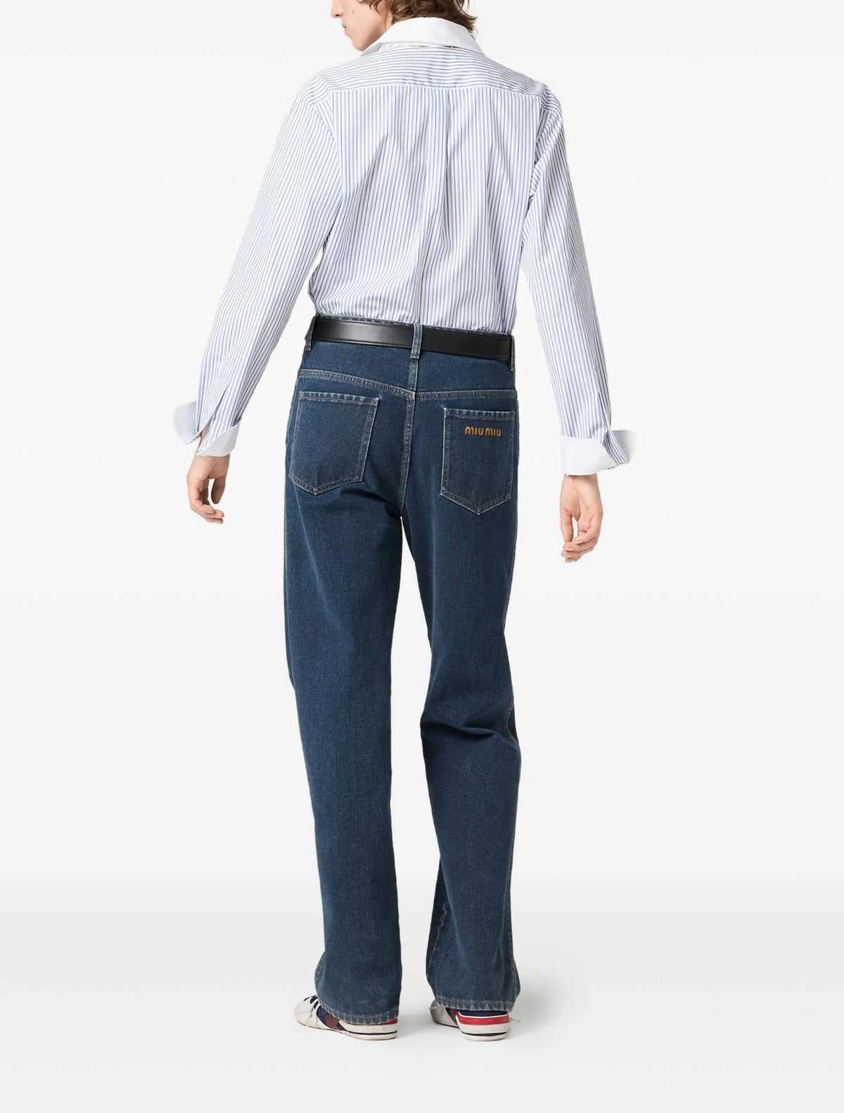 MIU MIU MK1972,Miu Miu striped logo embroidered shirt,Miu Miu striped shirt,Miu Miu striped shirt womens,MIU MIU shirt,MIU MI