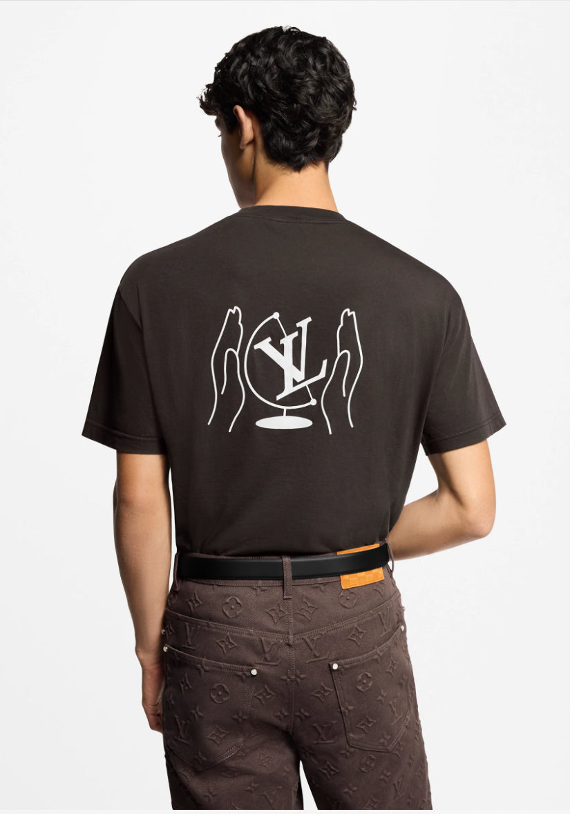 Louis Vuitton 1AHCLA,LV 1AHCLA,Louis Vuitton washed printed T-shirt,Louis Vuitton chocolate T-shirt,Louis Vuitton mens T-shir