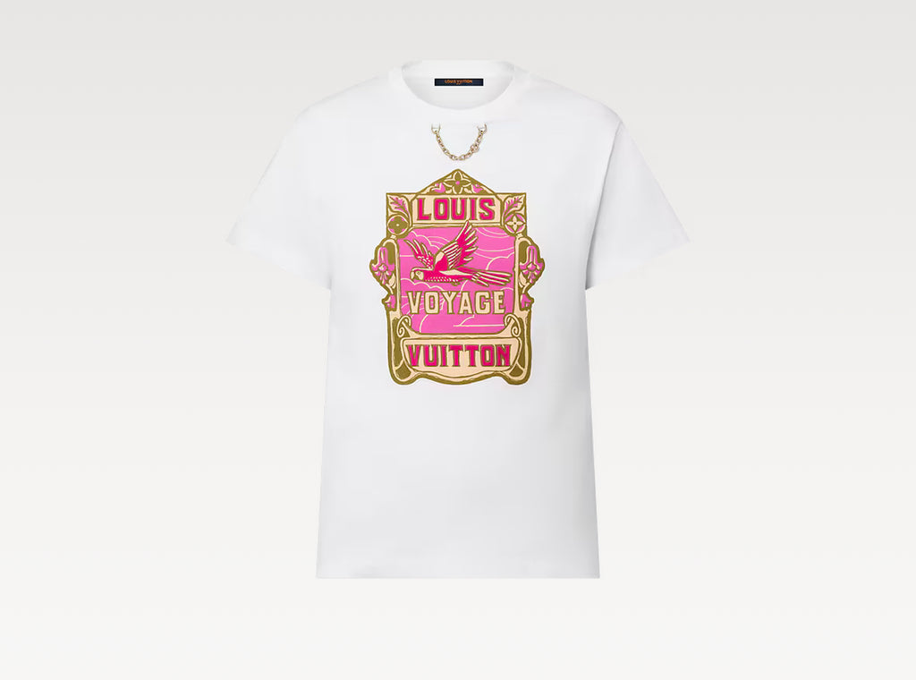 Louis Vuitton 1AHITS,LV 1AHITS,Louis Vuitton Parrot print T-shirt,Louis Vuitton white T-shirt,Louis Vuitton womens white T-sh