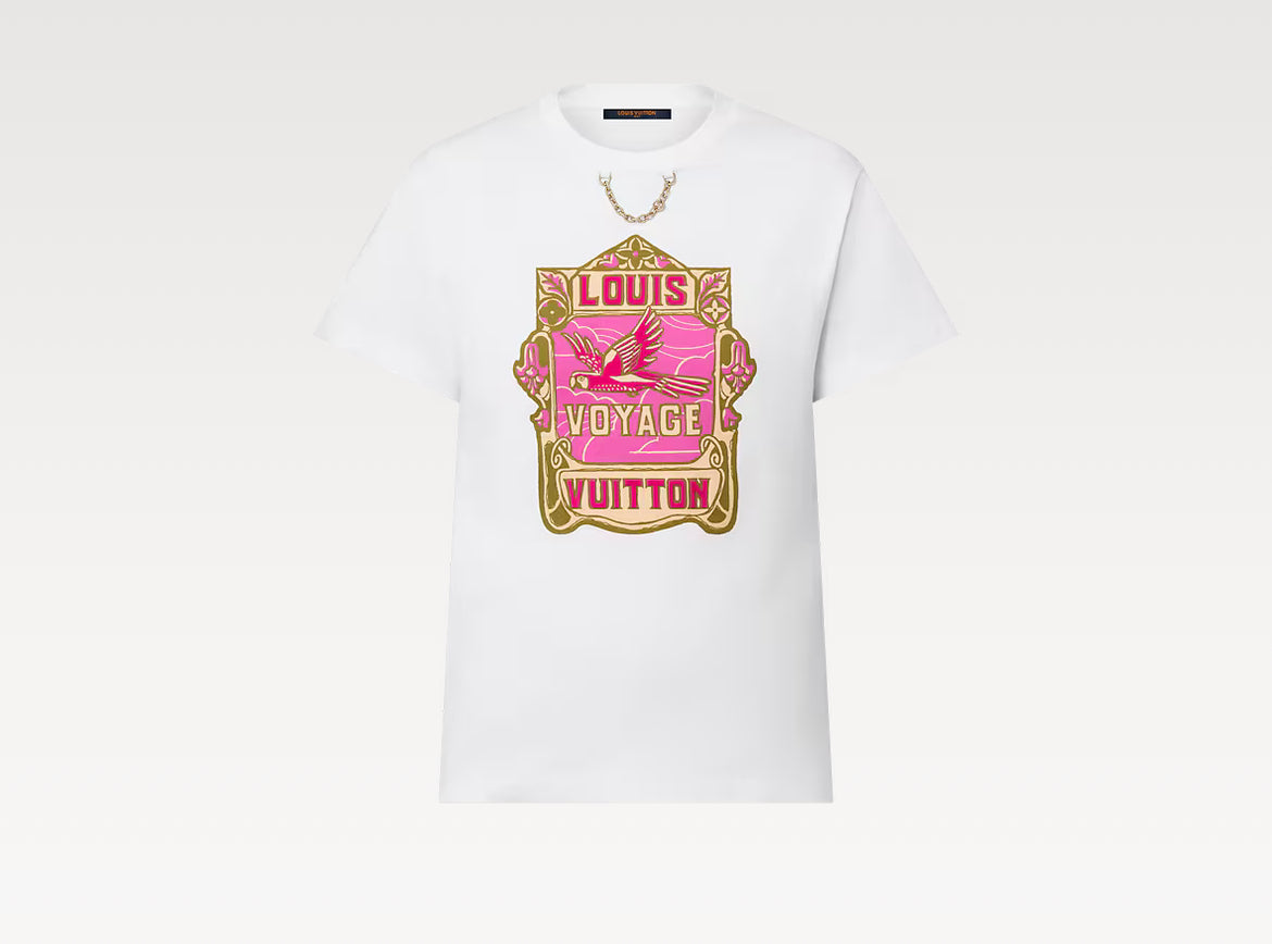Louis Vuitton 1AHITS,LV 1AHITS,Louis Vuitton Parrot print T-shirt,Louis Vuitton white T-shirt,Louis Vuitton womens white T-sh