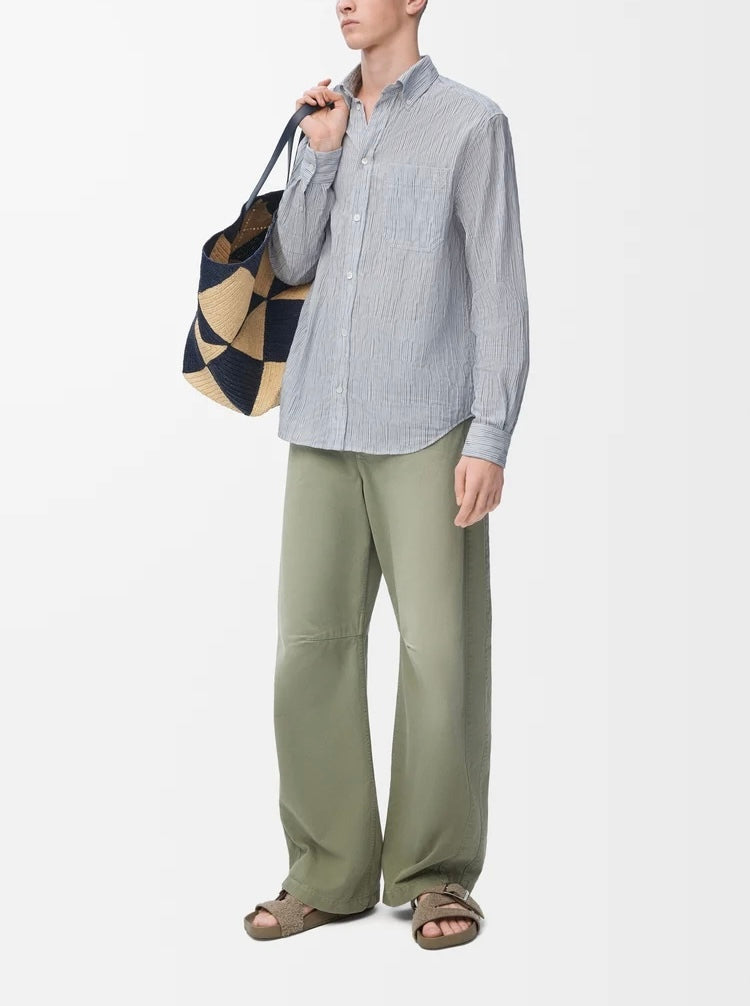 Loewe H616Y05X69,Loewe shirt in cotton blend,Loewe shirt mens,Loewe blue mens shirt,Loewe shirt on sale,Loewe men shirt 2025,