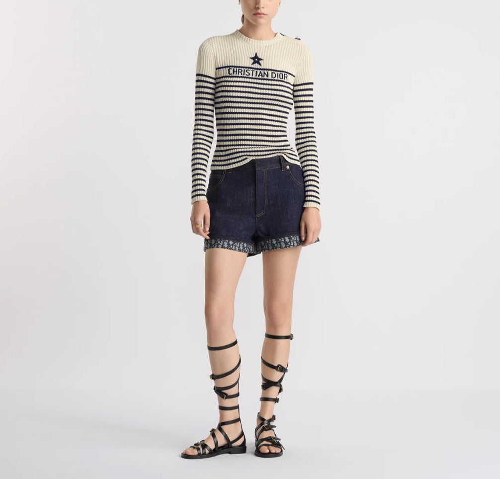 Dior 512P44A3426,Dior denim shorts,Dior denim womens shorts,Dior denim shorts with monogram,Dior denim short on sale,Dior den