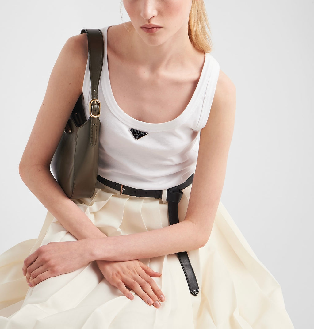 Prada 39546X,Winniemodo,Winnie modo,Prada ribbed knit jersey tank top,Prada white top,Prada white vest,Prada vest,Prada vest