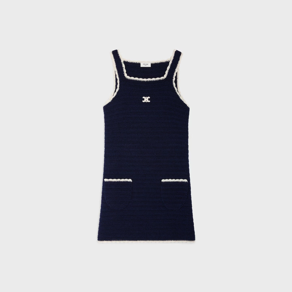 Winniemodo,Winnie modo,Celine RR0GP0S47.07PM,Celine mini dress crocheted cotton,Celine dress,Celine sleeveless dress,Celine s