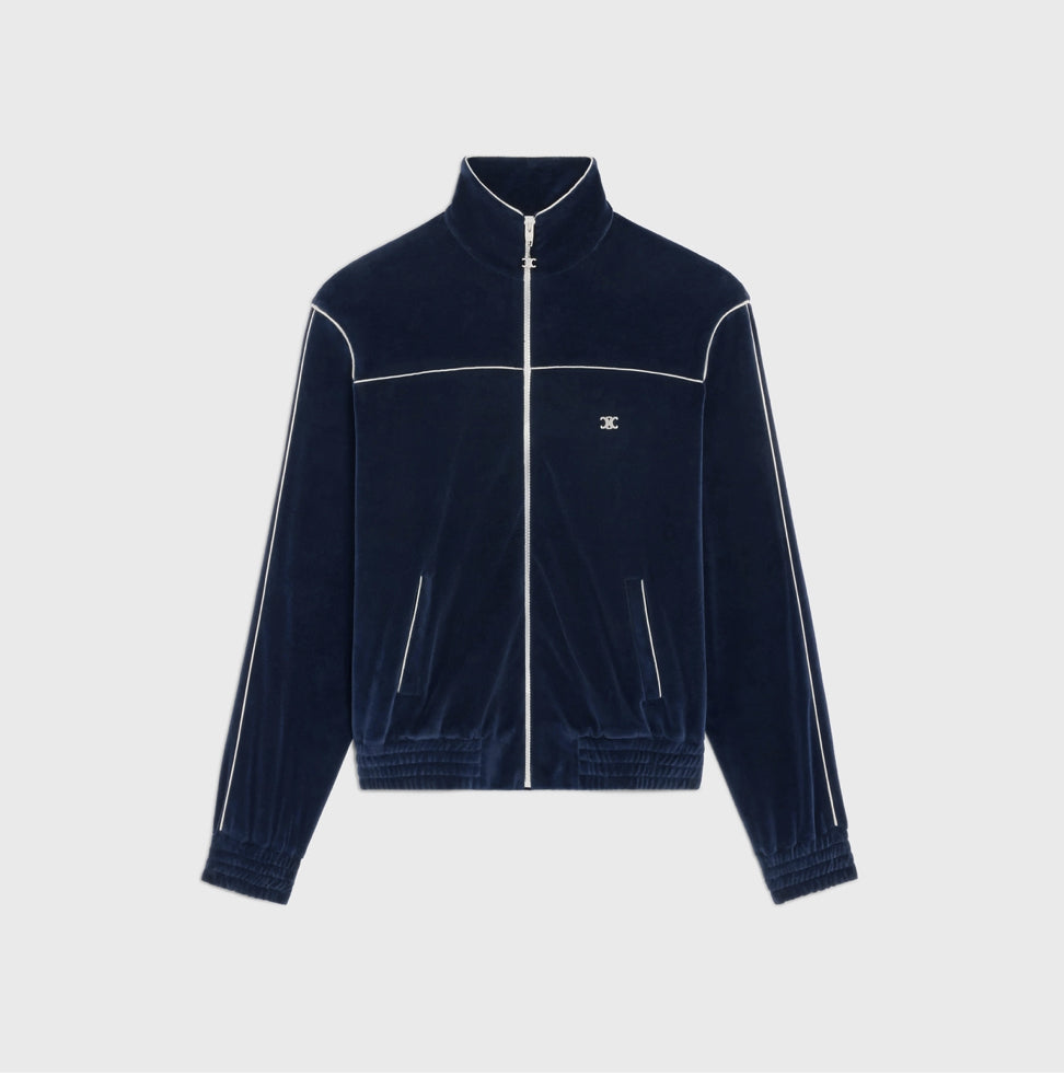 Celine triomphe tracksuit jacket in velvet jersey