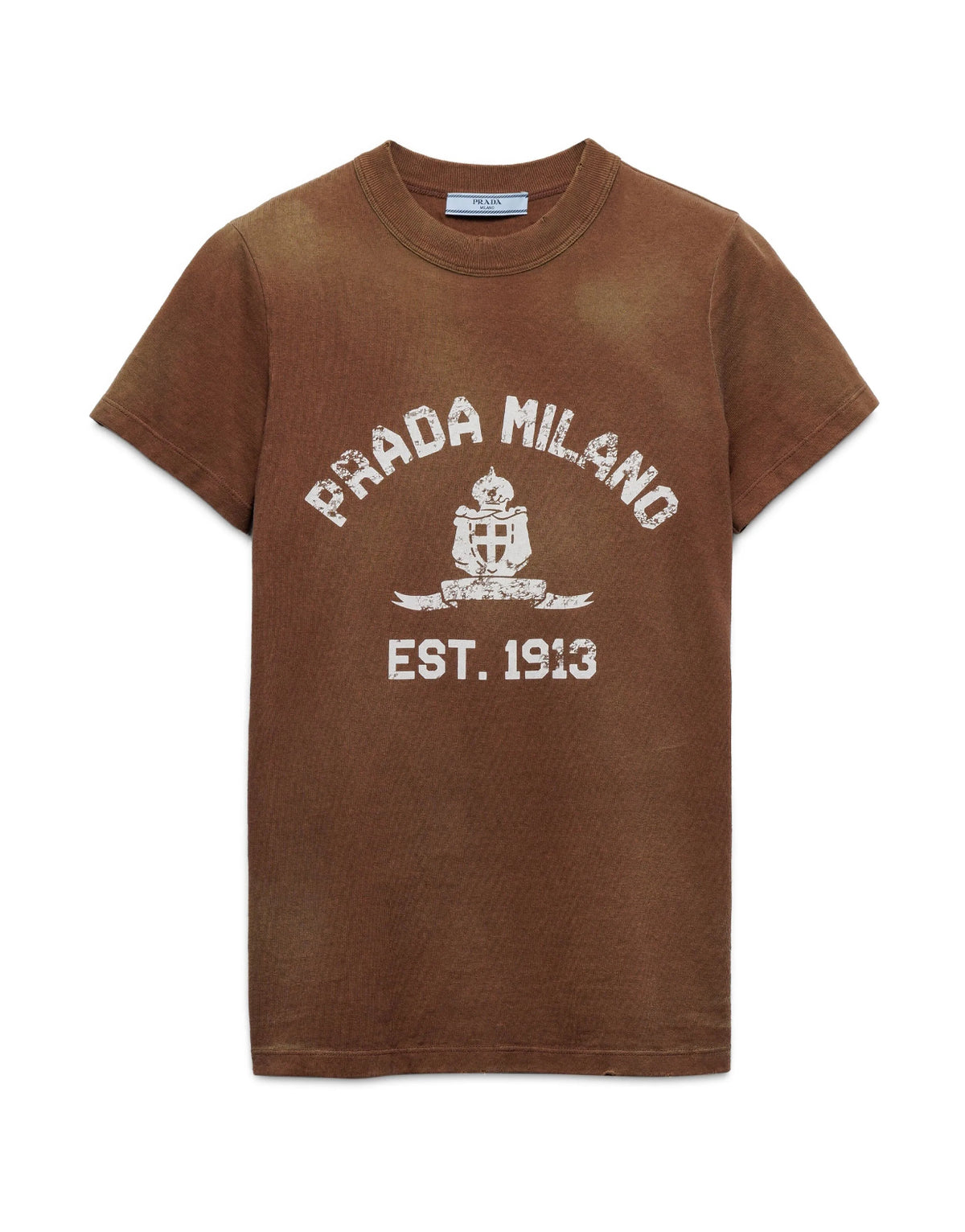 Prada 3557BSOOO16XQ,Prada printed T-shirt,Prada Milano white t-shirt,Prada Milano brown t-shirt,Prada white t-shirt,Prada bro
