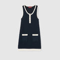 Gucci 828739 XKESV,Gucci cotton crochet dress,Gucci navy dress,Gucci sleeveless dress navy,Gucci sleeveless dress on sale,Guc