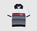 Gucci 835916 XKEVH,Gucci cotton stitch polo top with intarsia,Gucci striped polo shirt,Gucci knit polo shirt,Gucci polo shirt