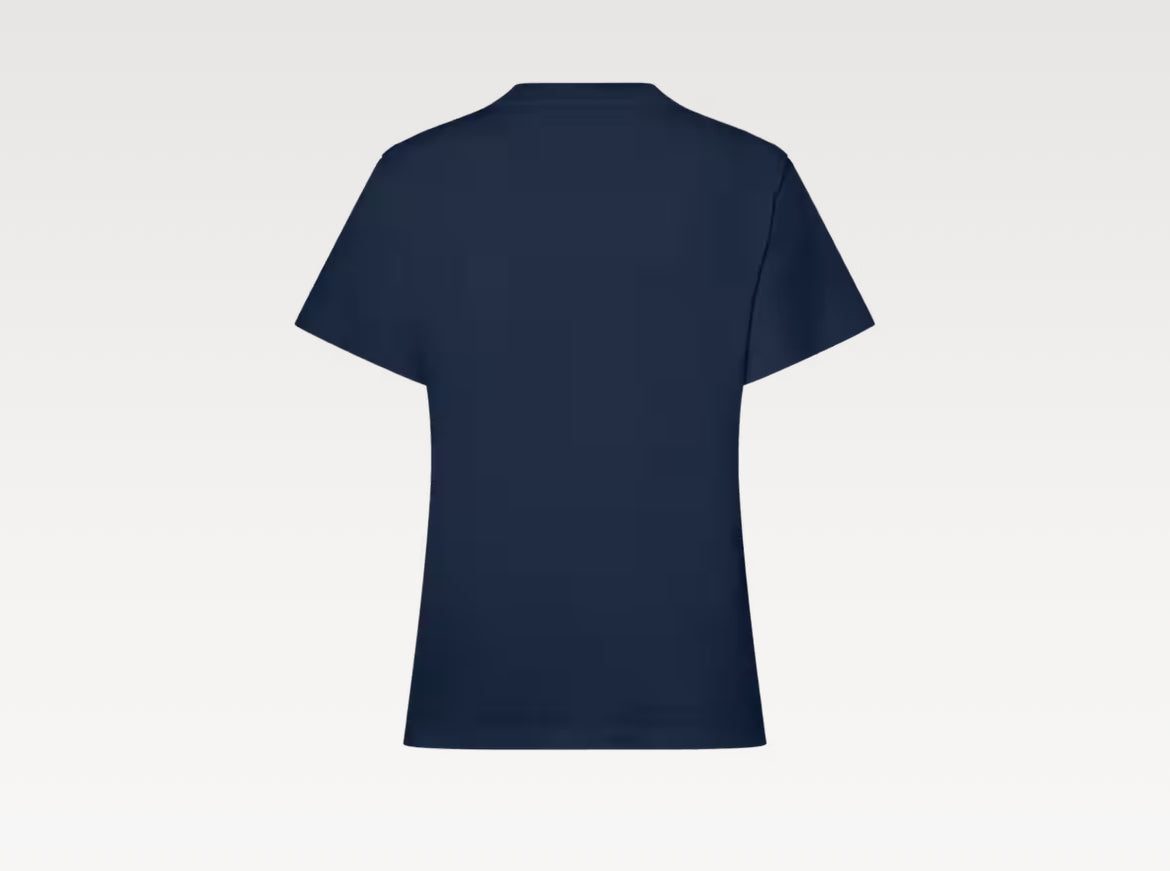 Louis Vuitton 1AI470,LV 1AI470,Louis Vuitton T-shirt with LV crest,LV T-shirt with LV crest,Louis Vuitton blue t-shirt,LV blu
