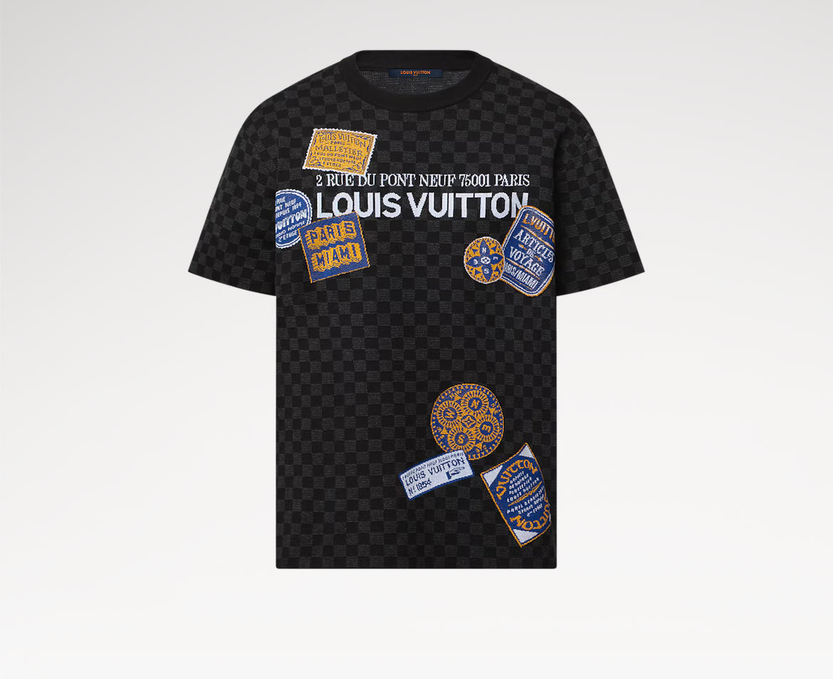 Louis Vuitton 1AHVMP,LV 1AHVMP,Louis Vuitton Damier short sleeved signature crewneck,LV Damier t-shirt,LV Damier tee,Louis Vu