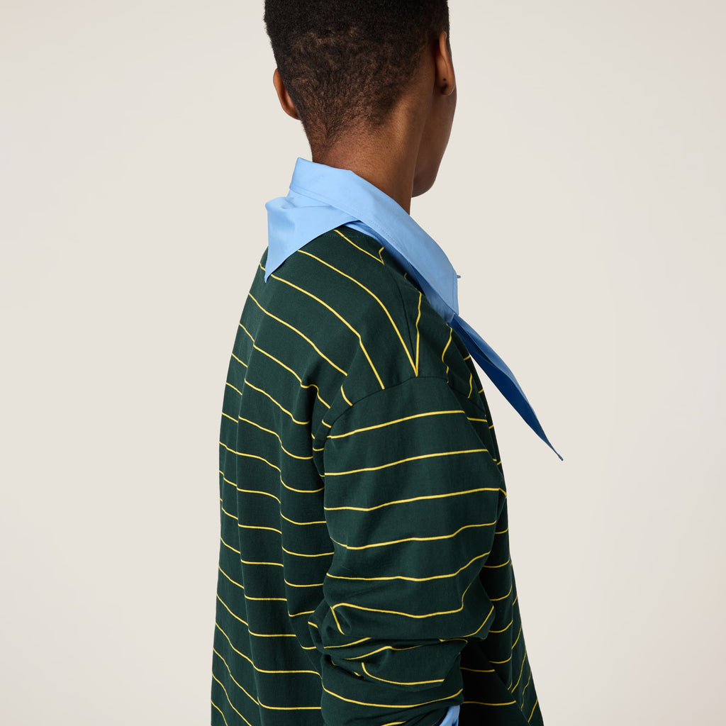MIU MIU MJL014SOOO14RT, Miu Miu long sleeved jersey T-shirt, Miu Miu long sleeved T-shirt,Miu Miu green striped long sleeved