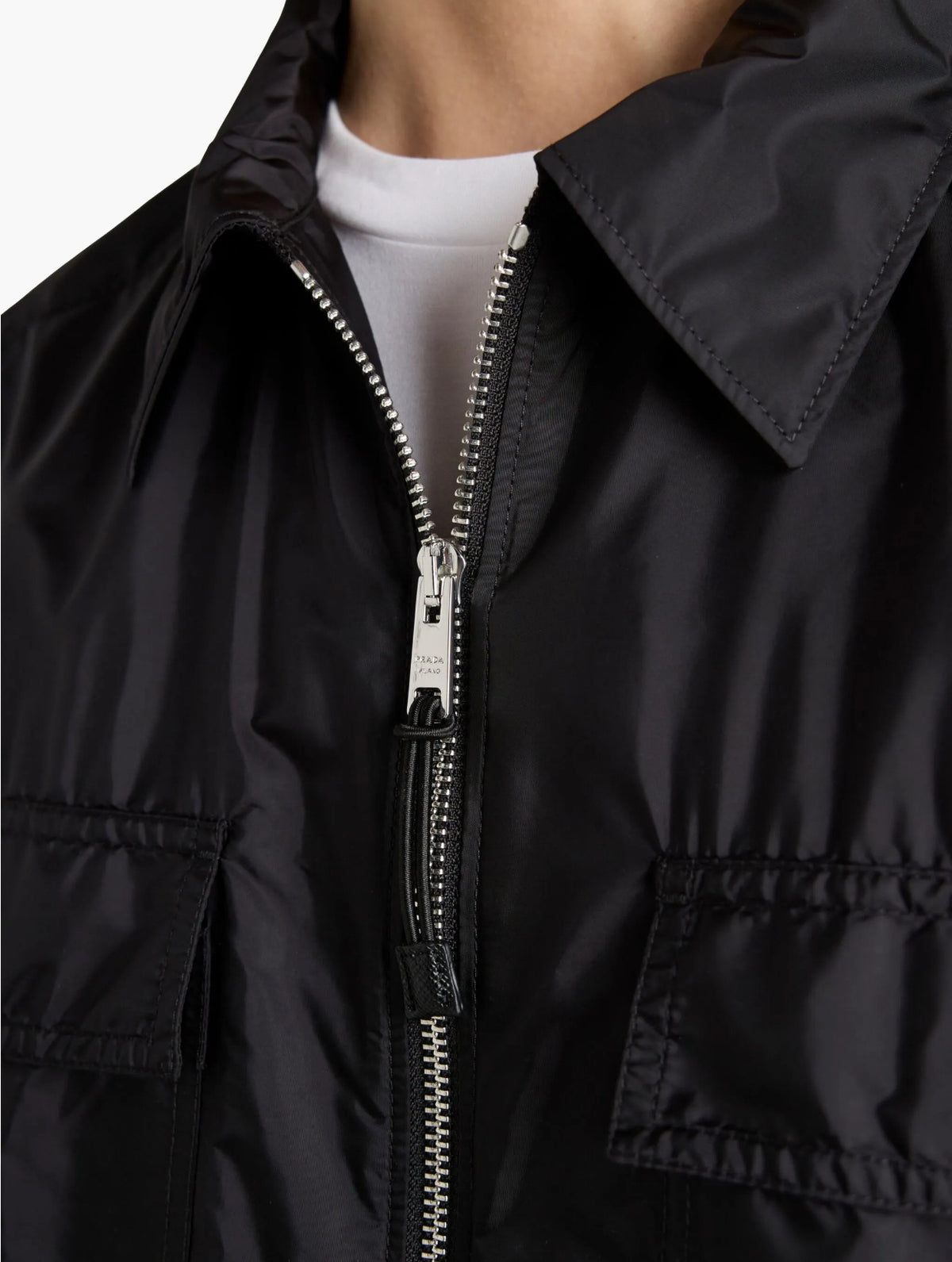 Prada SC758SOOO1WQ9,Prada re-nylon black shirt,Prada re-nylon men black shirt,Prada short sleeve shirt,Prada black shirt,Prad