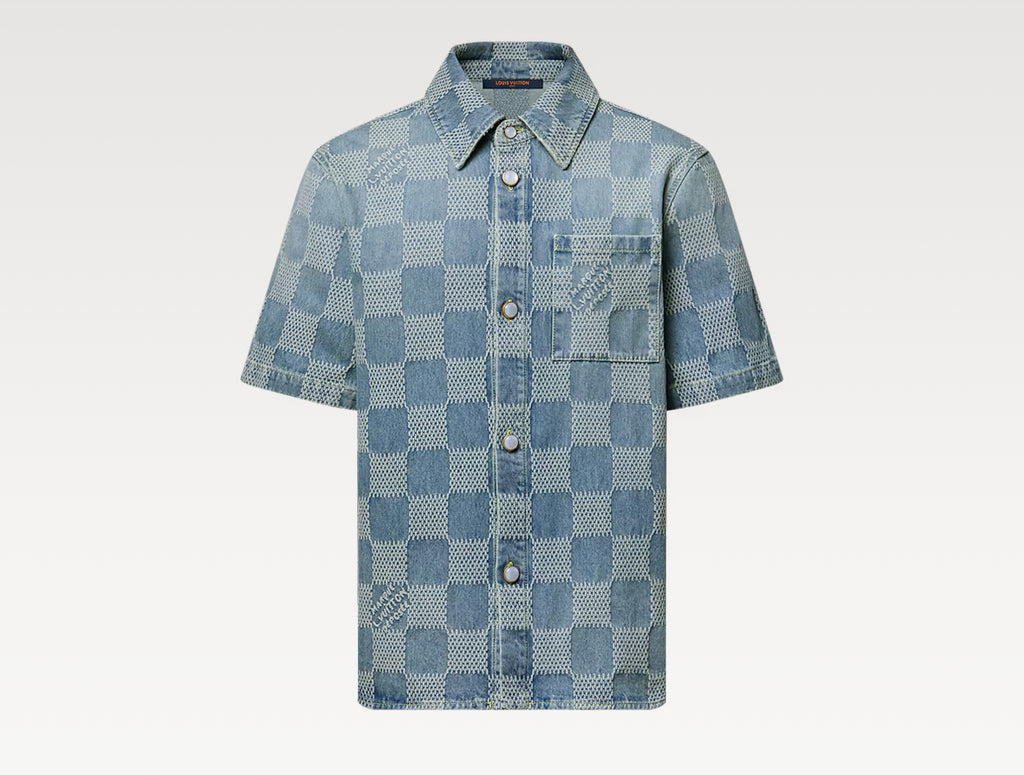 Louis Vuitton 1AHVYZ,LV 1AHVYZ,Louis Vuitton 3D denim short sleeved shirt,LV denim short sleeved shirt,Louis Vuitton denim sh