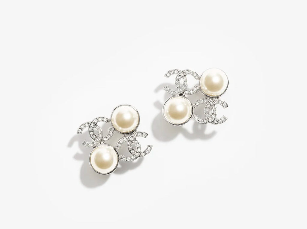 Chanel 25C stud earrings,Chanel pearl earrings,Chanel crystal pearl earrings,Chanel crystal earrings,Chanel crystal earrings