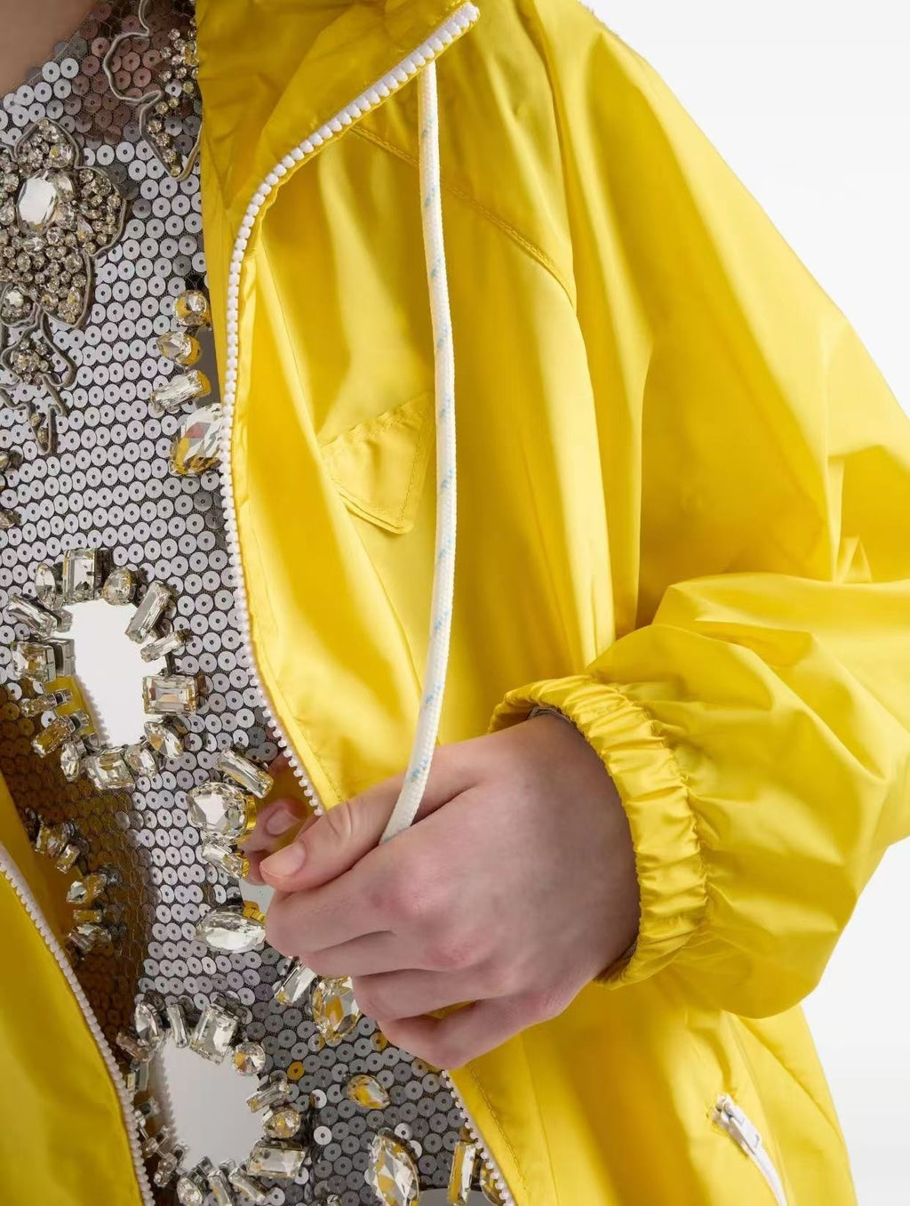Prada 292276SOOO1WQ9,Prada lightweight jacket,Prada oversized yellow jacket,Prada oversized yellow jacket womens,Prada yellow