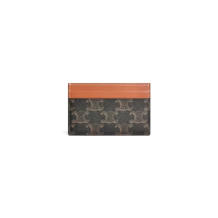 Celine 10P322EEN.04LU,Celine MEDIUM CARD HOLDER IN TRIOMPHE CANVAS AND CALFSKIN,Celine triomphe card holder,Celine cardholder