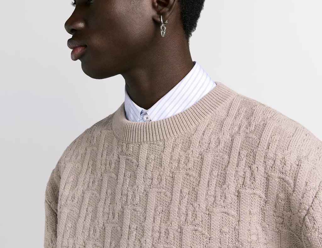 Dior 513M634A7003,Dior oblique sweater,Dior oblique sweater beige,Dior monogram sweater,Dior beige monogram sweater,Dior mens