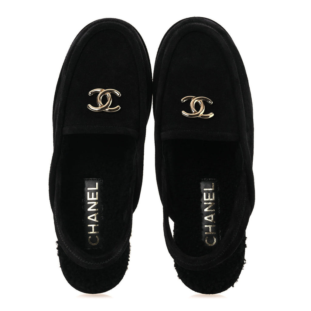 Winniemodo,Winniemodony,Chanel G46601,Chanel slingback loafers fur,Chanel slingback loafers black,Chanel slingback black loaf