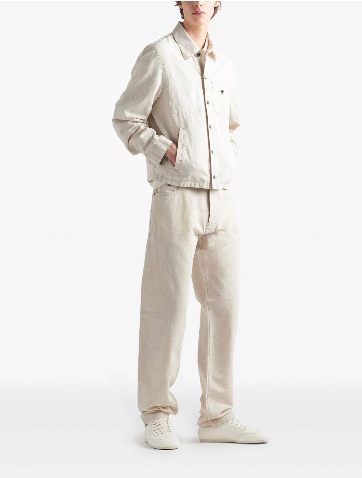Prada GEP374SVMO14J2,Prada trousers,Prada trousers white,Prada trousers men beige,Prada white trousers mens,Prada trousers on