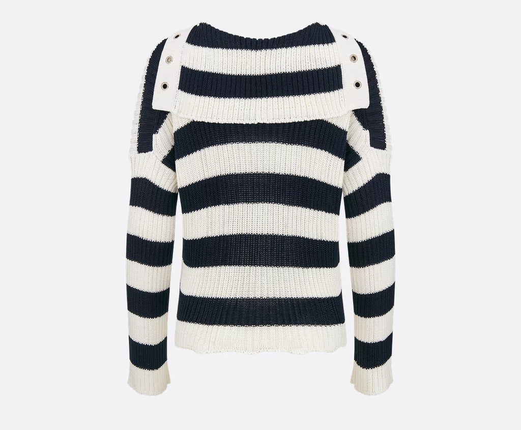Dior 524S13A7025,Dior Marine sweater,Dior striped sweater,Dior striped sweater womens,Dior striped top,Dior navy white stripe