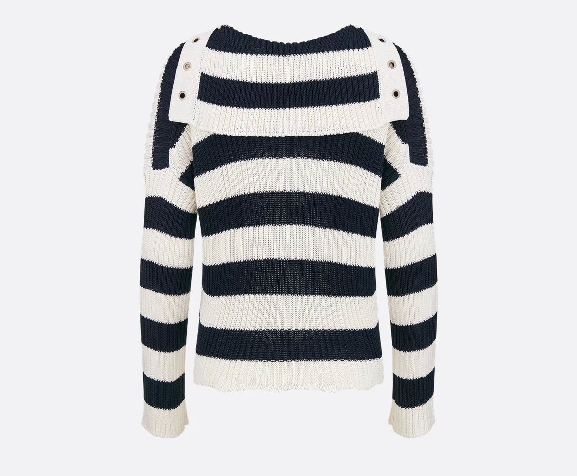 Dior 524S13A7025,Dior Marine sweater,Dior striped sweater,Dior striped sweater womens,Dior striped top,Dior navy white stripe