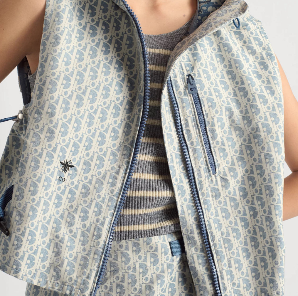 Dior 547G17A2570,Dior Diorivera hooded vest, Dior monogram hooded vest, Dior Diorivera vest jacket, Dior blue monogram hooded