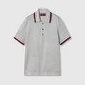 Gucci 805174XKEJE,Gucci lurex polo shirt,Gucci lurex silver polo shirt,Gucci silver polo shirt,Gucci silver men’s polo shirt,