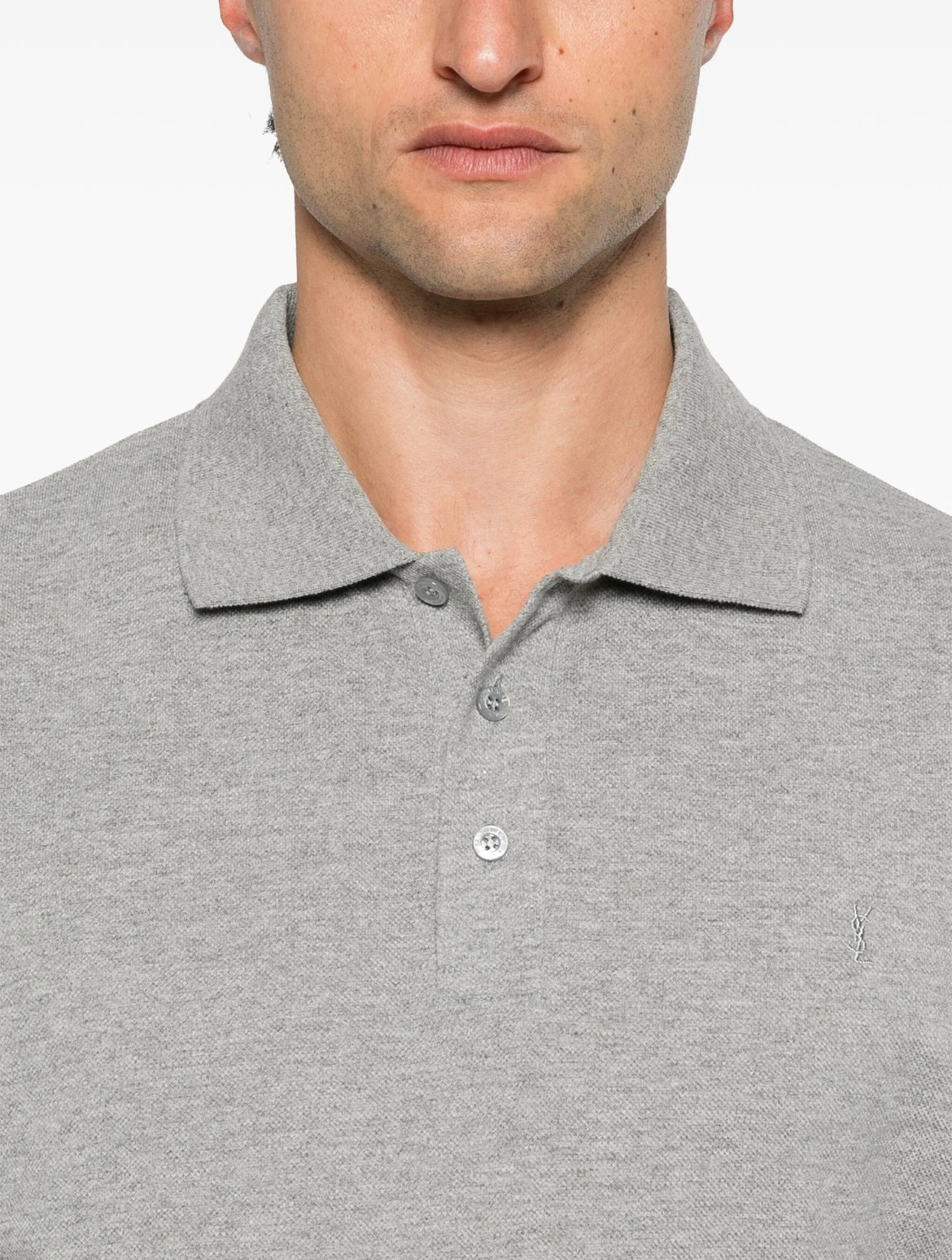 Saint Laurent 798944Y37HC,YSL 798944Y37HC,Saint Laurent polo shirt,YSL t-shirt, Saint Laurent grey polo shirt,YSL grey polo s