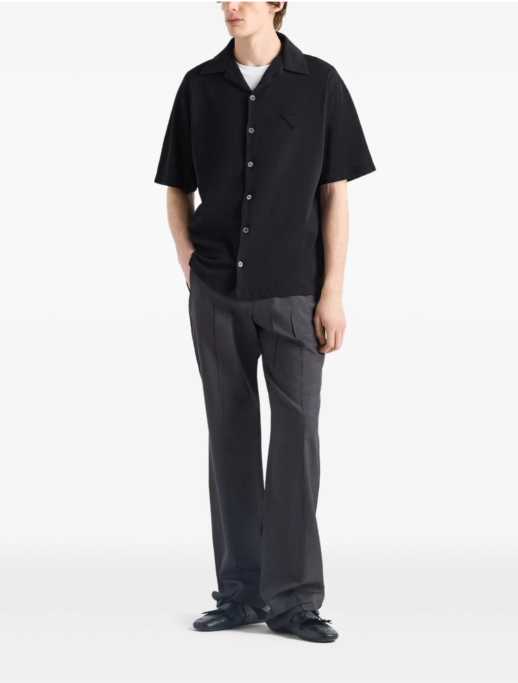Prada UJN850SOOO16JM,Prada cotton shirt,Prada black shirt,Prada oversize shirt,Prada short sleeve mens shirt,Prada black mens
