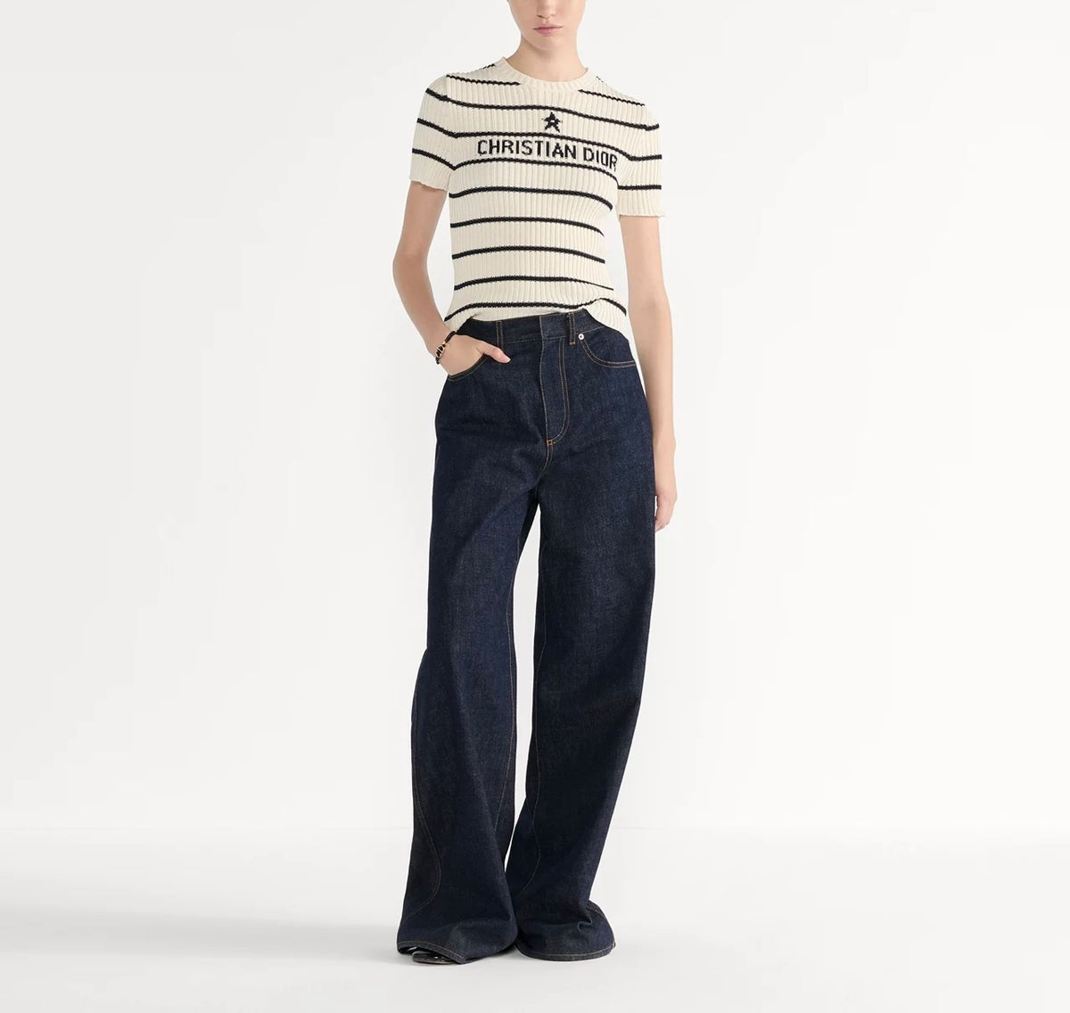 Winniemodo,Winnie modo,Dior 614S15A7300,Dior marine short sleeved sweater,Dior sweater,Dior sweater sale,Dior sweater womens,
