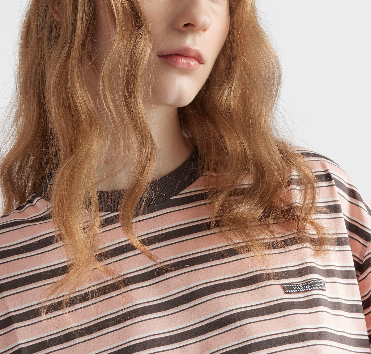 Prada 39633SOOO17K7,Prada striped lisle cotton T-shirt,Prada striped T-shirt,Prada striped womens T-shirt,Prada t-shirt,Prada