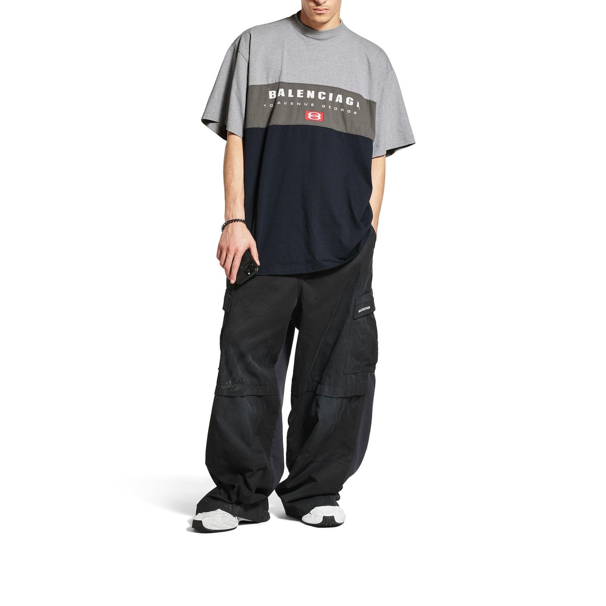 Balenciaga 744439TSVB1,Balenciaga grey black t-shirt,Balenciaga Oversized T-shirt,Balenciaga unity t-Shirt,Balenciaga T-Shirt