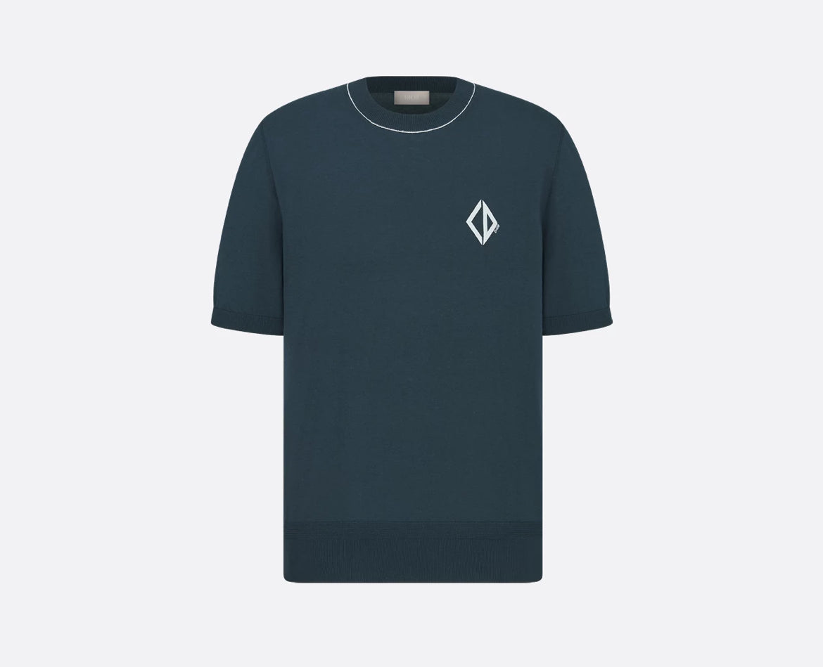Dior 593M604A6001,Dior CD logo short sleeved sweater,Dior short sleeved sweater,Dior short sleeved blue sweater mens,Dior kni
