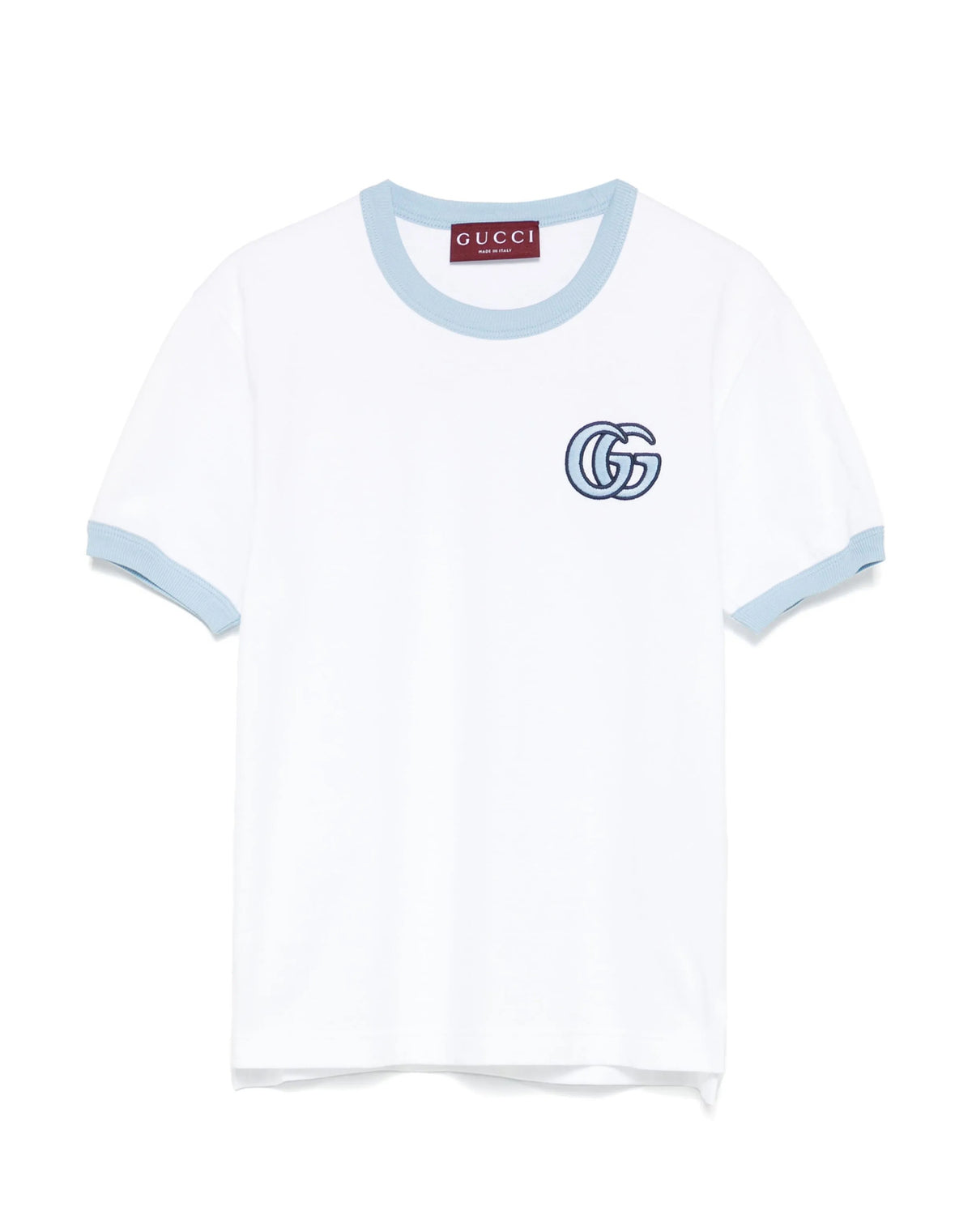 Gucci 81878 7JG5A,Gucci embroidered logo T-shirt,Gucci pink womens t-shirt,Gucci white womens t-shirt,Gucci womens t-shirt,Gu