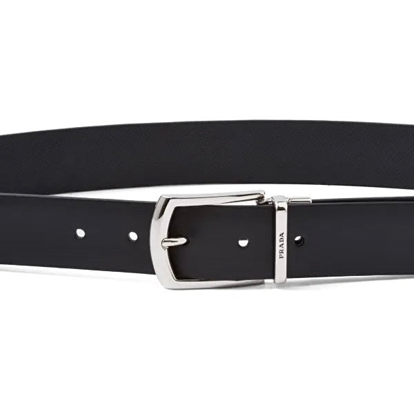 Prada Reversible leather belt,Prada Reversible belt,Prada Reversible black belt,Prada silver hardware belt black mens,Prada b