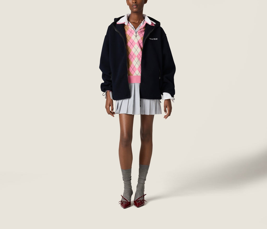 Winniemodo,Winnie modo,MIU MIU MJL053,Miu Miu cotton fleece zipper hoodie,Miu Miu hoodie,Miu Miu hoodie sale,Miu Miu fleece h